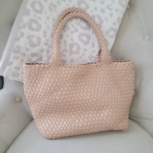 Woven Handbag- Vegan Leather - Blush Color